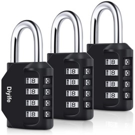 3 Pack Combination Padlock Outdoor, Diyife 4 Digit Combination Lock Waterproof, Waterproof Metal and Plated Steel Combination Clasp, for Fence, School, Sports Locker, Gym (Black)
