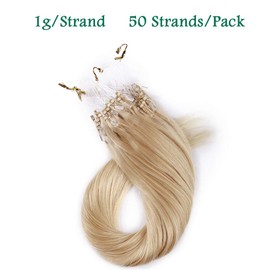 18 inches Micro Loop Human Hair Extensions Real Remy Hair Micro Ring Loop Beads Straight - 50 Strands (1g/s #613 Bleach Blonde)