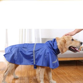NACOCO Large Dog Raincoat Adjustable Pet Water Proof Clothes Lightweight Rain Jacket Poncho Hoodies with Strip Reflective (XXL, Blue)