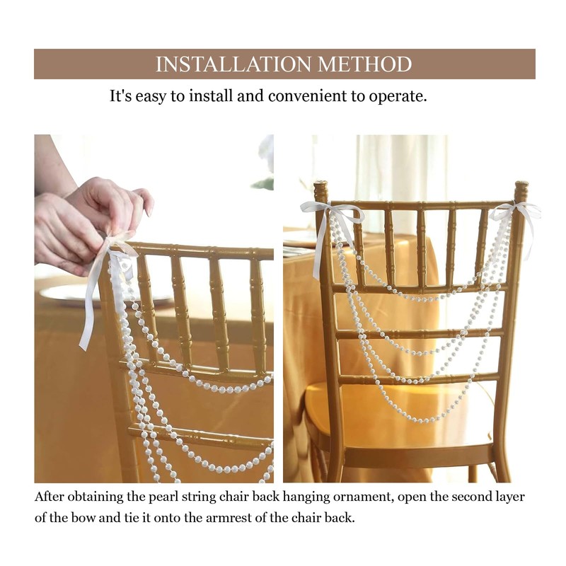 OTGMGCB Pearl Wedding Chair Decor, Pearl Beaded Chair Back Garland