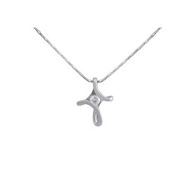 Hanessa Women's Necklace White Gold Plated Curved Cross Crystal Silver Christmas Gift for Girlfriend / Wife, Crystal Gold, Rhinestone