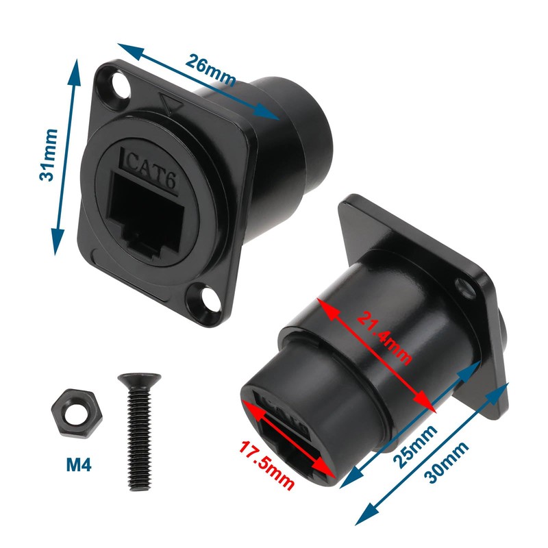 EMSea 2 Set RJ45 CAT6 Adapter with Dust Cover 31MM