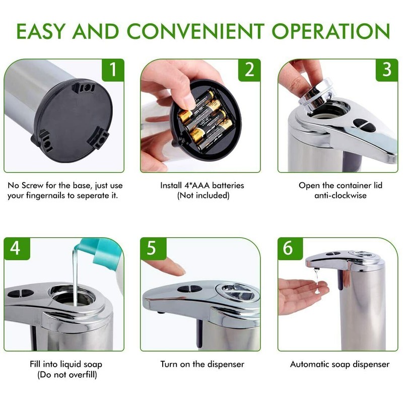 Unbranded Stainless Steel Automatic Soap Dispenser Touch less Smart Infrared