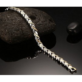 20LY Men Women Gold Silver Titanium Steel 4 Elements Magnetic Link Bracelet