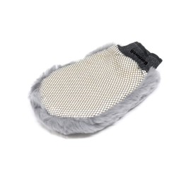 Barnwell Deep Pile Lambs Wool Grey Wash Mitt with Bug Netting Sheepskin for Car Van Cleaning Detailing