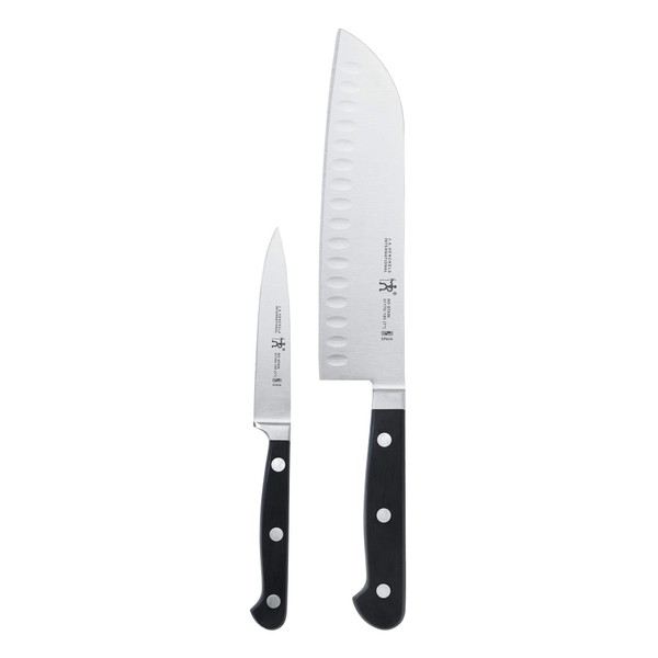 HENCKELS Classic Razor-Sharp 2-Piece Knife Set, Santoku Knife 5 Inch, Paring Knife, German Engineered Informed by 100+ Years of Mastery, Black/Stainless Steel