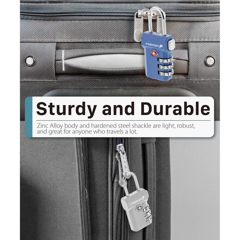 Fosmon TSA Accepted Luggage Locks, (2 Pack) Open Alert Indicator