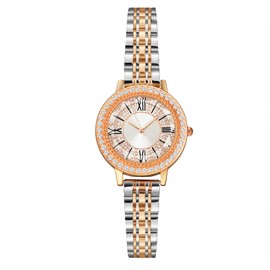 Time100 Women Watch Bracelet Dial Women Fashion Dress Quartz Wrist Watch Oval Square Round Mini Ladies Watch Waterproof, silver + pink gold, Bracelet Type