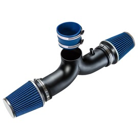 Rtunes Racing DUAL Short Ram Air Intake Kit + Filter Combo BLACK PIPE AND BLUE Compatible For 01-04 Chevy Corvette C5 5.7L V8