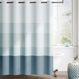 jinchan No Hook Shower Curtain Ombre Ocean Blue Striped Shower Curtains for Bathroom Gradual Color Waterproof Fabric Minimalist Design Modern Neutral Luxury 70x72 inches