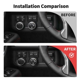 JWWY Center Console HVAC Dashboard Climate Control Knob Light Radio Switch Button Knob Cover Fit for 2019-2024 Chevy Silverado 2020+ Suburban,2021+Tahoe Aluminum Alloy 10PCS Black