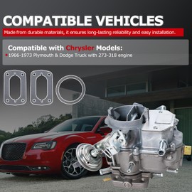 1ST 2 Barrel Carburetor with Gaskets for Plymouth & for Dodge 1966-1973 with 273-318 Carb V8 5.2L Engine Replaces OE: 4113 4939