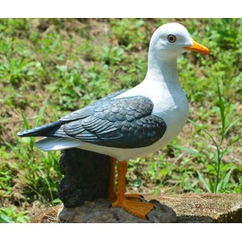 Euiroet Real Seagull Outdoor Sculpture,Garden Bird Statue,Beach Statue Decor,Resin Animal Seabird Ornaments,Coastal Beach Decor,Patio Decor for Outdoor Table Decorfor Garden,Terrace,Lawn,Yard