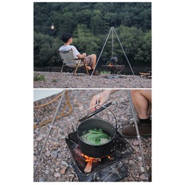Camping Gear Cooking Tripod - Campfire Cooking Accessories | Lightweight Stove Tripod Camp Tripod Foldable for Backpacking Adjustable Chain, Aluminum Alloy