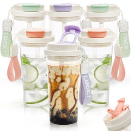 YIMITEE 6 Pack Clear Plastic Tumbler with Lid and Straw, 20 OZ Reusable Coffee Tumbler, Leakproof Travel Water Cup, Sport Drinking Bottle for Cold Hot Drinks, Juice, Milk, Tea, Soda