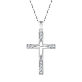 Starnny Cross Necklace for Women Birthstone Necklace for Women 925 Sterling Silver