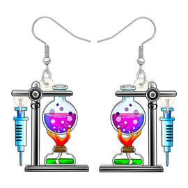 YINYA Acrylic Novelty Atom Chemistry Earrings Science Lab Dangle Teacher Appreciation Gifts for Women Back To School Jewelry (Multi)