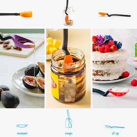 Dreamfarm Mini Supoon | Non-Stick Silicone Sit Up Scraping & Cooking Multifunctional Spoon with Measuring Lines | Kitchen Utensil | Orange