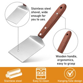 Newtay 2 Pieces Small Brownie Cookie Spatula Metal Stainless Steel Spatula with Wooden Handle for Kitchen Cooking Chef Baking Scraper Turner, 2.5 x 8.2 Inch