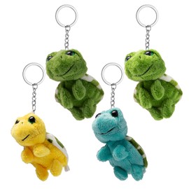 Neikafan Turtle Cuddly Toy Pendant, Pack of 4, Cute Key Chain, Tortoise Plush Toy, Bag Pendant, Travel Turtle Keychain for Men and Women, multicoloured, Unit size