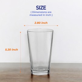 LOTUS GLASS 9.47 oz Highball Glasses, 6pc Water Glasses Drinking Set Thick Heavy Base, Glassware for Mojito, Juice, Milk, Mixed Drink|Dishwasher Safe