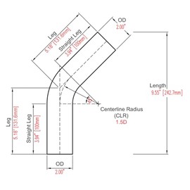 Podavelle Podavelle 45 Degree Elbow 2 Inch 51mm OD Aluminum Intercooler Pipe Piping Air Intake Tube 1.5D Radius, Brushed Finish, Pack of 2
