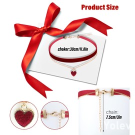 Yolev Black Red Choker Necklace Velvet Choker Dirndl Chain Classic Layered Black Red Choker Necklace Necklaces for Teenage Girls Costume Jewellery Women, Velvet, alloy