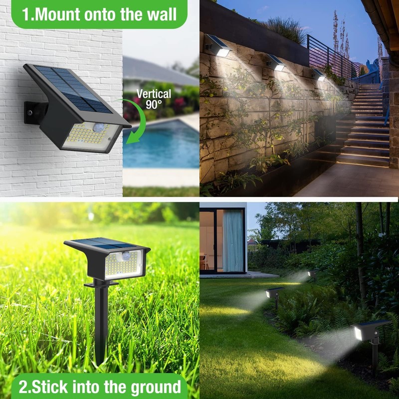 Nipify Solar Spot Lights Outdoor Motion Sensor, [2 Pack/62 LED]3