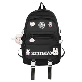 MIFJNF Cute Kawaii Backpack for School, Aesthetic School Supplies, Black