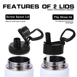 Volhoply 20oz Insulated Stainless Steel Water Bottle with Straw Lid, Kids Wide Mouth Double Wall Vacuum Thermos with Handle,Reusable Outdoor Sports Metal Bottles,Travel Flask Keep Cold&Hot(White,1)