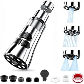 Aireador de Grifo Cocina con Filtro, 3 Modos Extensor G1/2 | Marca gen?rica, material acero inoxidable, acabado cromado, rosca G1/2", apto para cocina