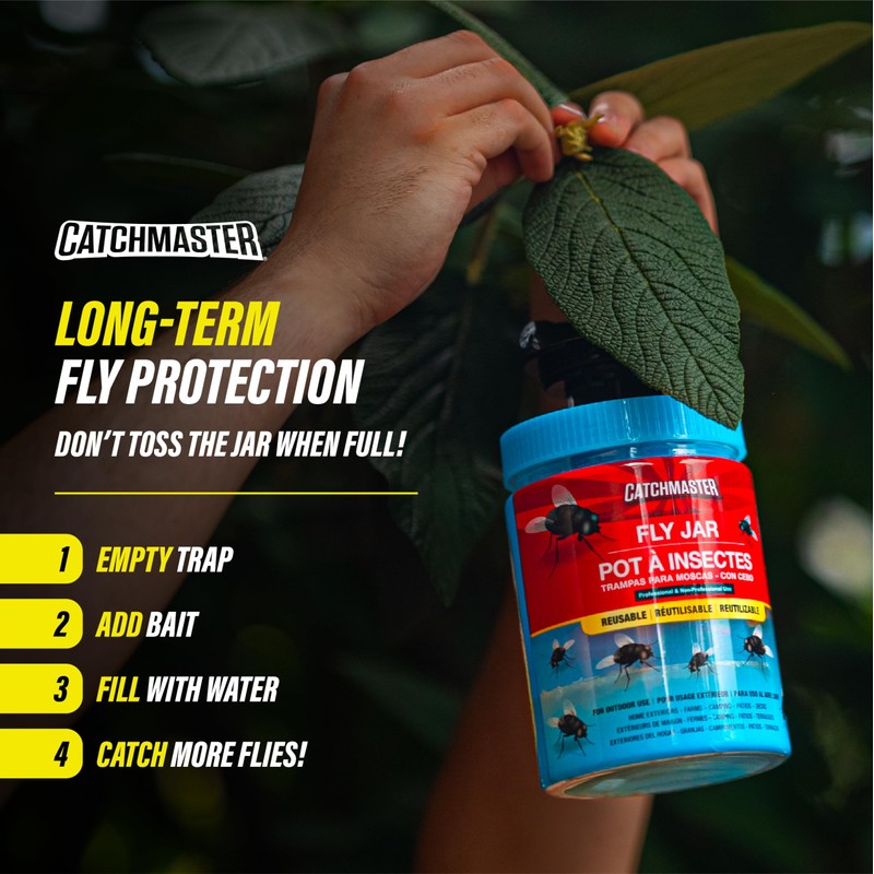 Catchmaster Outdoor Reusable Fly Traps Outdoor with Bait Included –