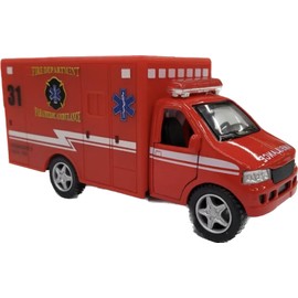 KiNSMART Rescue Team Ambulance 5" Die Cast Metal w/Pullback Action (Red)