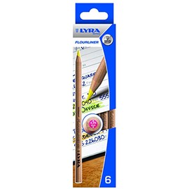 Lyra Fluorliner Wooden Neon Coloured Pencils Dry Highlighter 6 Pack in 5 Colours
