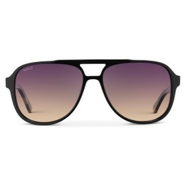 WearMe Pro Chic Retro Oversized Polarized Sunglasses: Statement Aviator for Women (Black Cream Tortoise Frame/Gradient Sunset Lens)