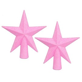 YYCRAFT 6 Inch Glitter Star Tree Topper Christmas Decoration-2 Pack,Iridescent Pink