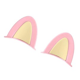 Motorcycle Helmet Cat Ears Creative Helmet Accessories PVC Creative Cute Helmet Decoration Cover Helmet Cover Sticker Helmet Accessory (Pink + Yellow)