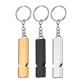 UGrandF 3 Pack Aluminum Survival Safety Whistles with Keychain & Lanyard