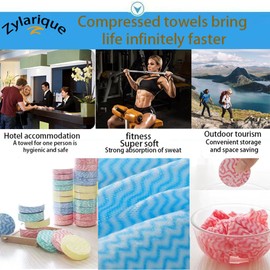 Zylarique 20Pcs Compressed Towel Facial Cleansing Cloth Outdoor Car Essentials Towel Travel Cotton Universal Camping Clean Disposable Camp Out Soft Durable Large Size Compression Towel Portable
