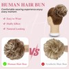 TESSHAIR Thick Human Hair Messy Bun, 100% Real Hair Bun