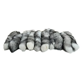 Lot of 10 Indigo Fox Tails, Real Fur Genuine Fox Tails