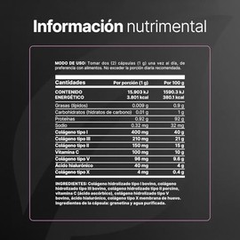 Colágeno Hidrolizado Tipo I, II, III, V y X | 200 Cápsulas 1000 mg por porción | Adicionado con Vitamina C y Ácido Hialurónico. Collagen Blend I, II, 