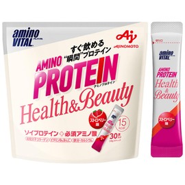 Amino Vital Ajinomoto Amino Protein for Women, Strawberry Flavor, Stick Pack, 30-Pack, Amino Acids BCAA EAA, Soy Protein, Collagen, Diet, Women