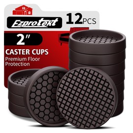 Ezprotekt Non Slip Furniture Pads, 12 Pcs 2" Anti Slip Rubber Caster Cups, Anti Skid Furniture Coasters for Hardwood Floors, No Slide Furniture Gripper, Furniture Stoppers to Prevent Sliding (Brown)