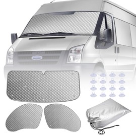 MaxEarn Pack of 3 Sun Protection Thermal Mats Suitable for Ford Transit Van MK7, Car Waterproof Windscreen Cover, Driver's Cab Inner Sun Visor for Blackout, Heat Insulation and Privacy