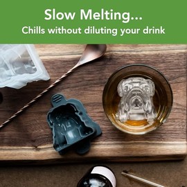 Tovolo Bulldog - Juego de 2 moldes de hielo grandes, ideal para los amantes de los perros, moldes de hielo únicos, enfriadores, almacenamiento sin olor, apto para lavaplatos con émbolo de silicona