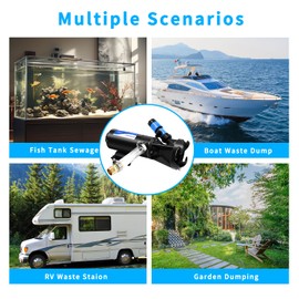 TDRFORCE 12v dc RV Macerator Pump Sewage Water Pump for RV Marine Boat Bilge Pump Portable RV Sewer Pump for Grey Black Water Tank 12GPM Self-Priming Campers Waste Dumping with Accessories Kit