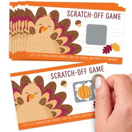 Big Dot of Happiness Fall Turkey Scratchers, Fun Happy Thanksgiving Dinner Party Family-Friendly Activity, Harvest Party Game Scratch Off Cards - 22 Count