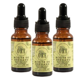 ORE Aceite de Orégano Natural, 20 ml, Pack de 3 Botellas con Gotero