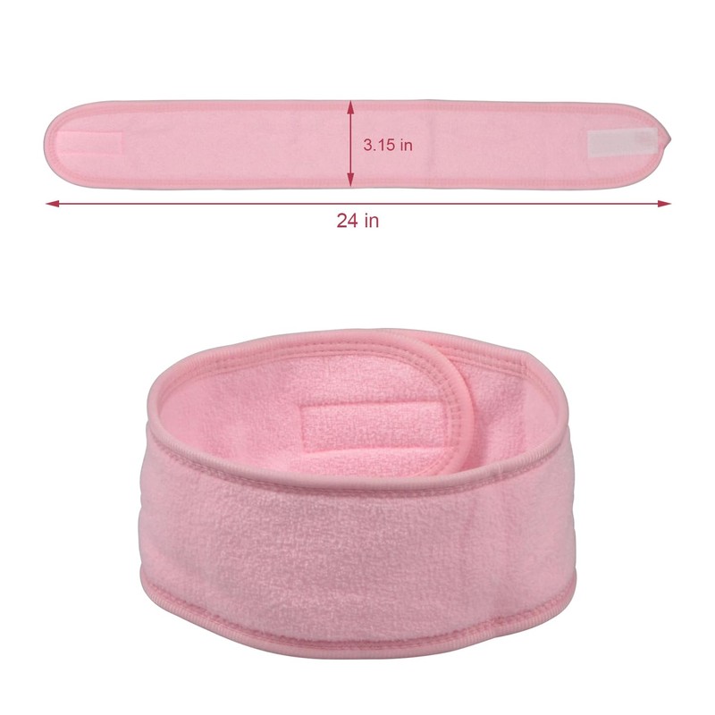 Spa Headband 2 Pack, Non-Slip Terry Cloth Sweat, Stretchable Adjustable
